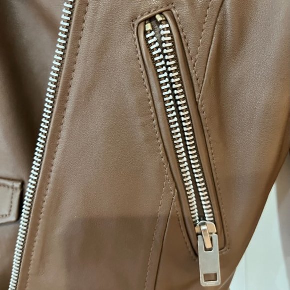 WALTER BAKER LIz Leather Crop Moto Jacket in Terracotta NWOT - Picture 12 of 16